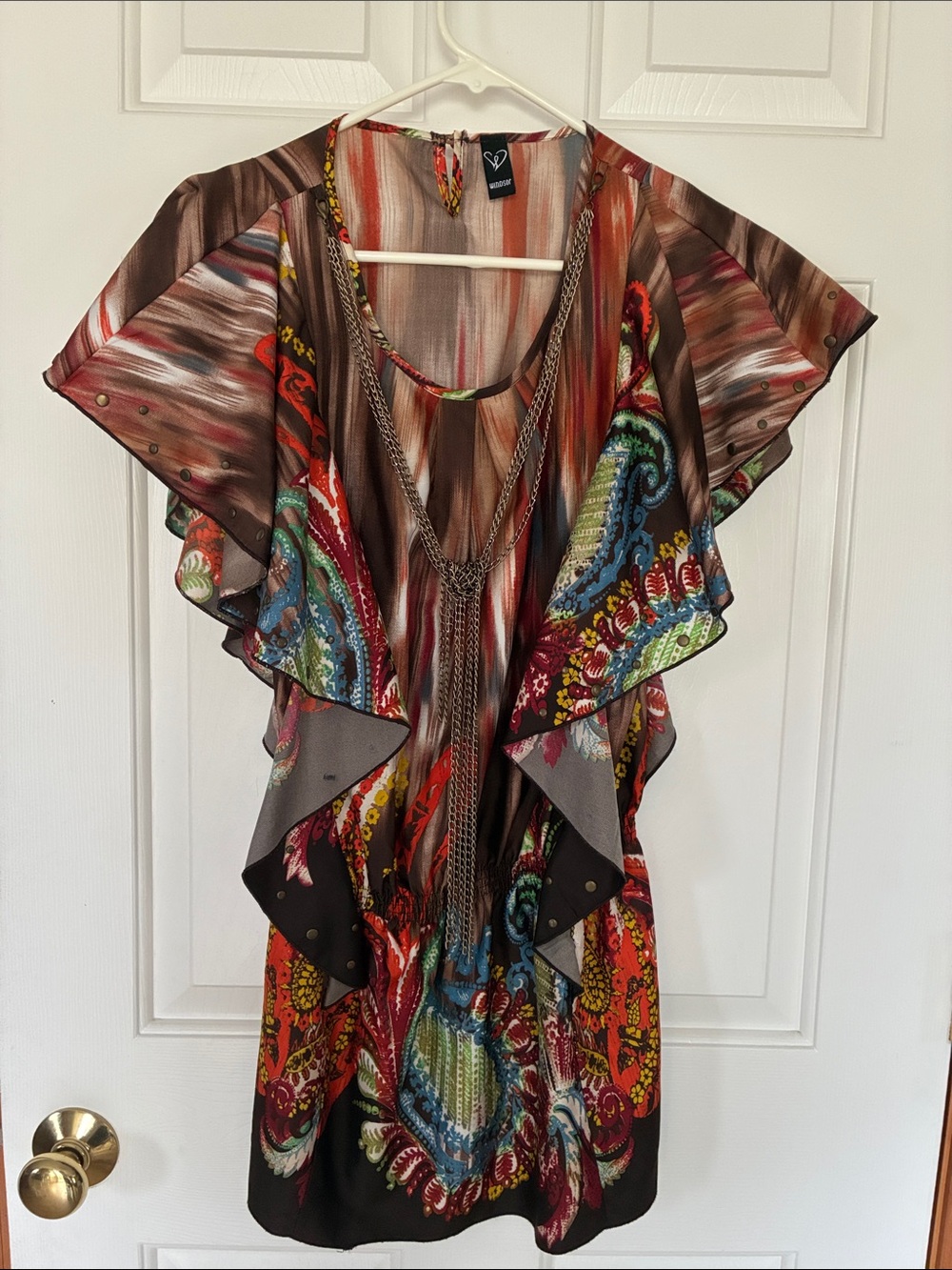 Windsor striped orange beige floral dress tag